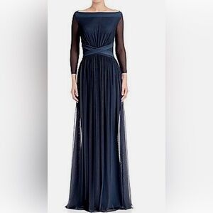 Chiara Boni La Petite Robe Dollie Illusion Gown Navy 6 $1090 Mother of Bride